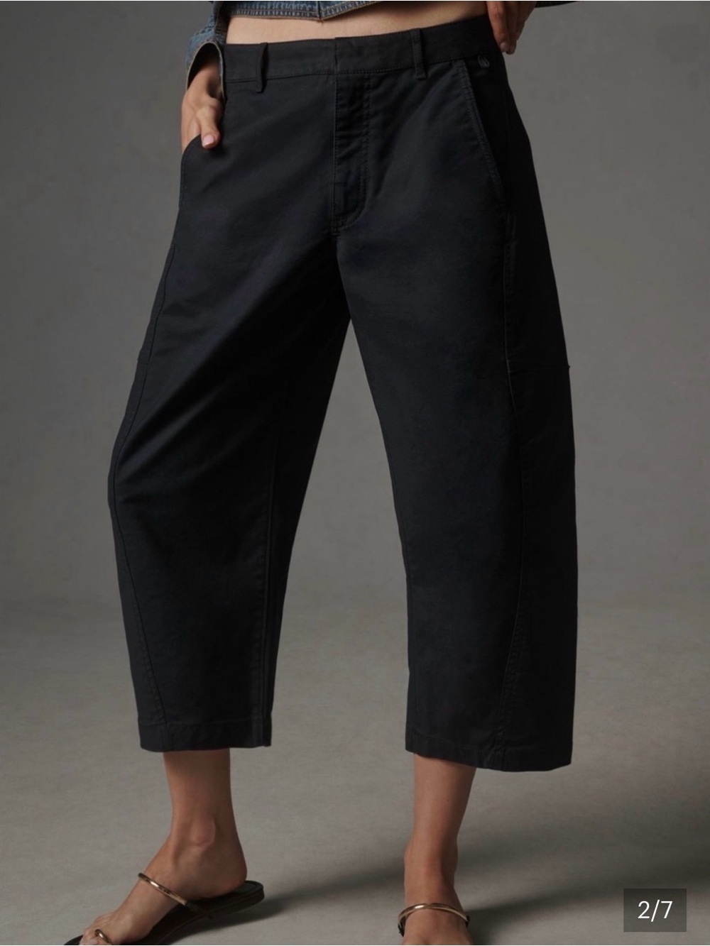 Maeve Crop Barrel Chino Navy 8P - Picture 2 of 7